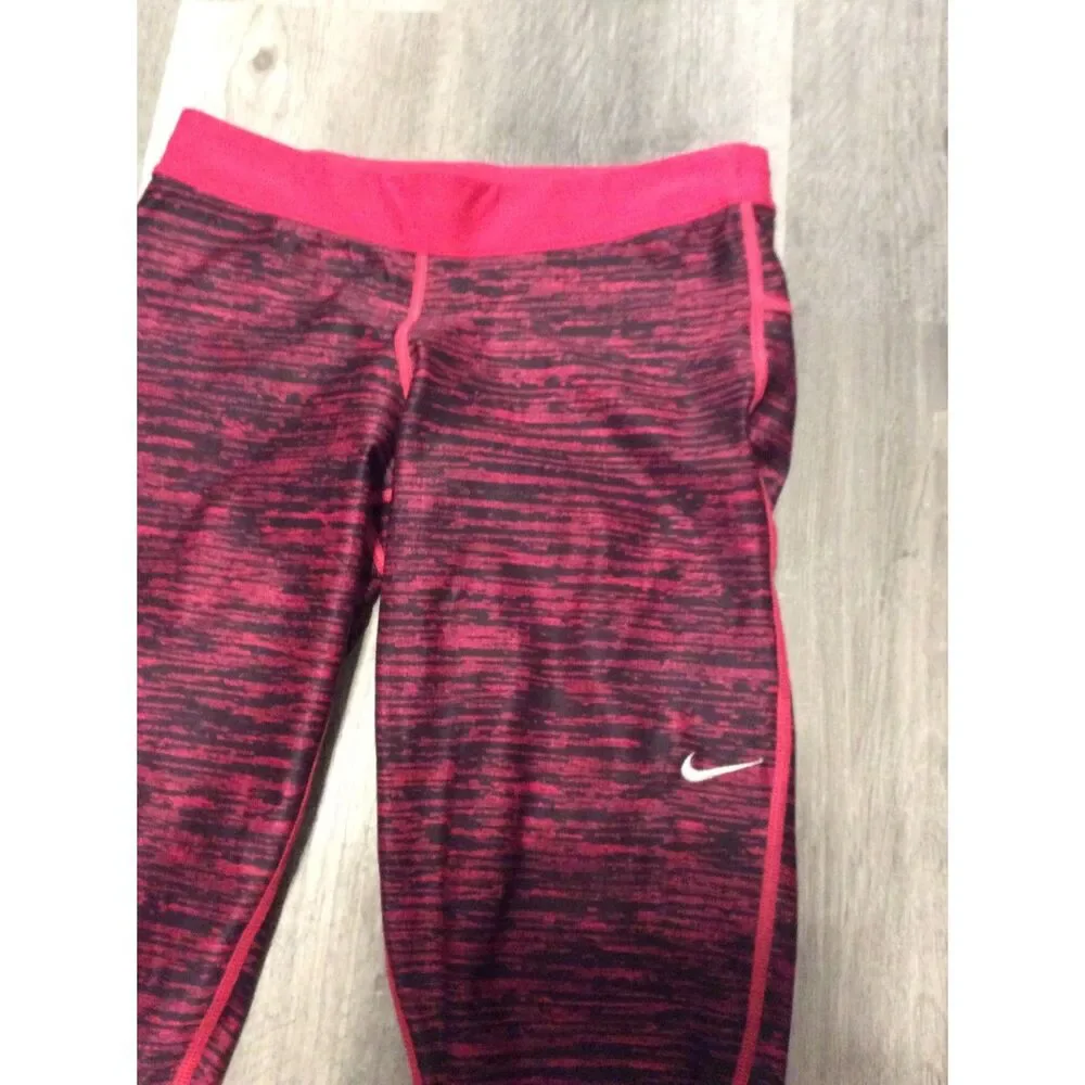Nike Dri Fit Leggings Medium M Pink Black Capri